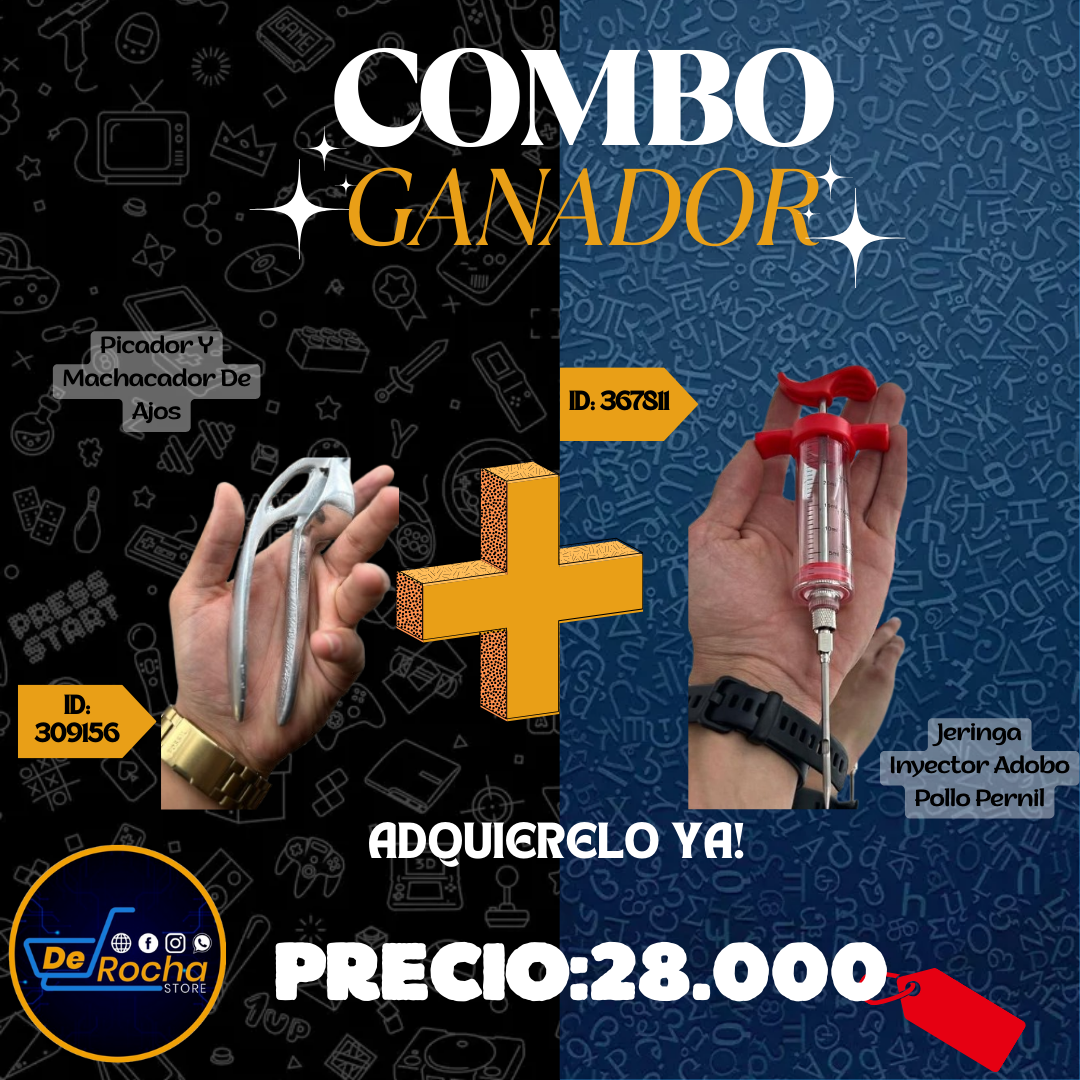 combo jeringa+picador y machacador ajo